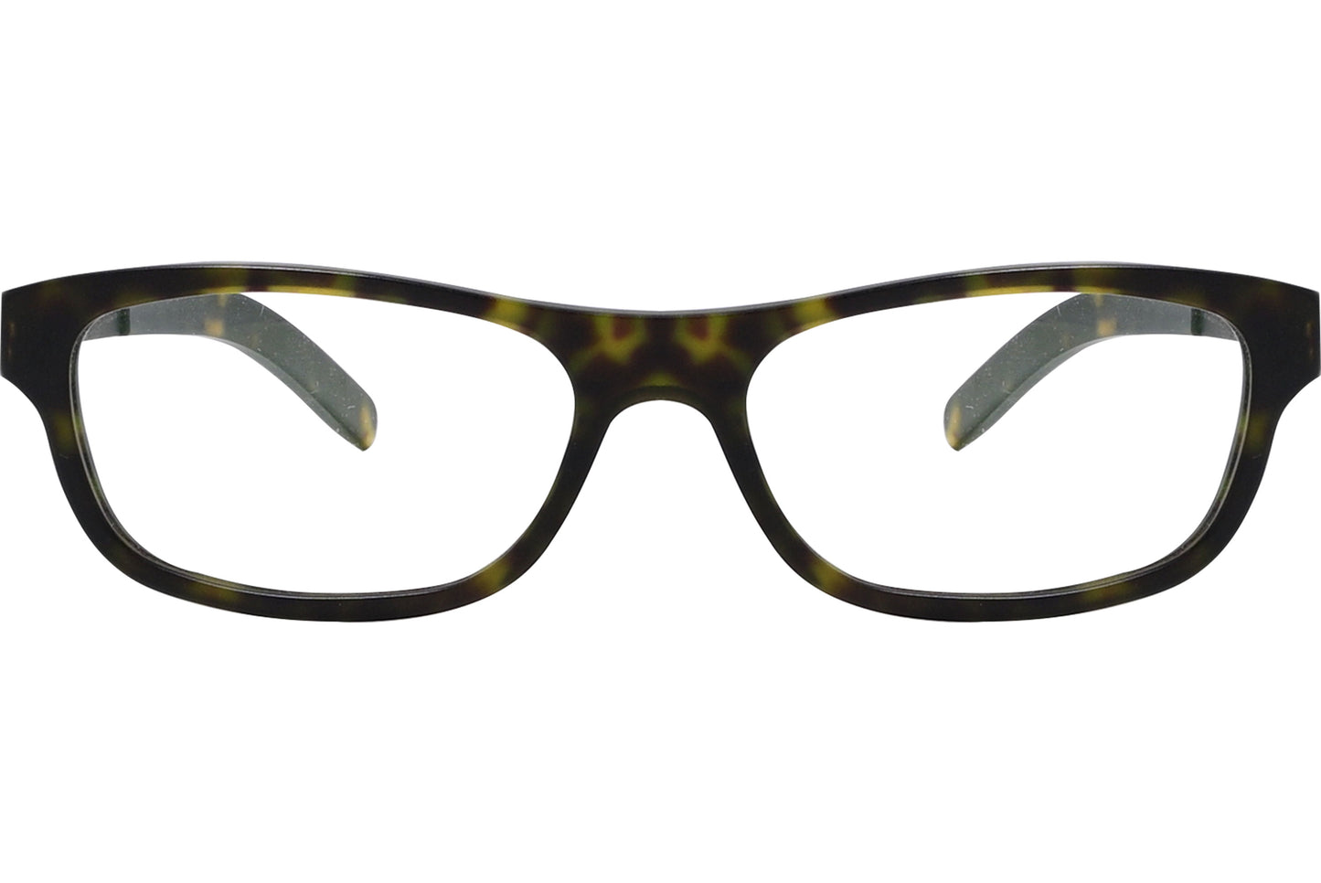 A pair of rectangle eyeglasses with a chocolate color frame.