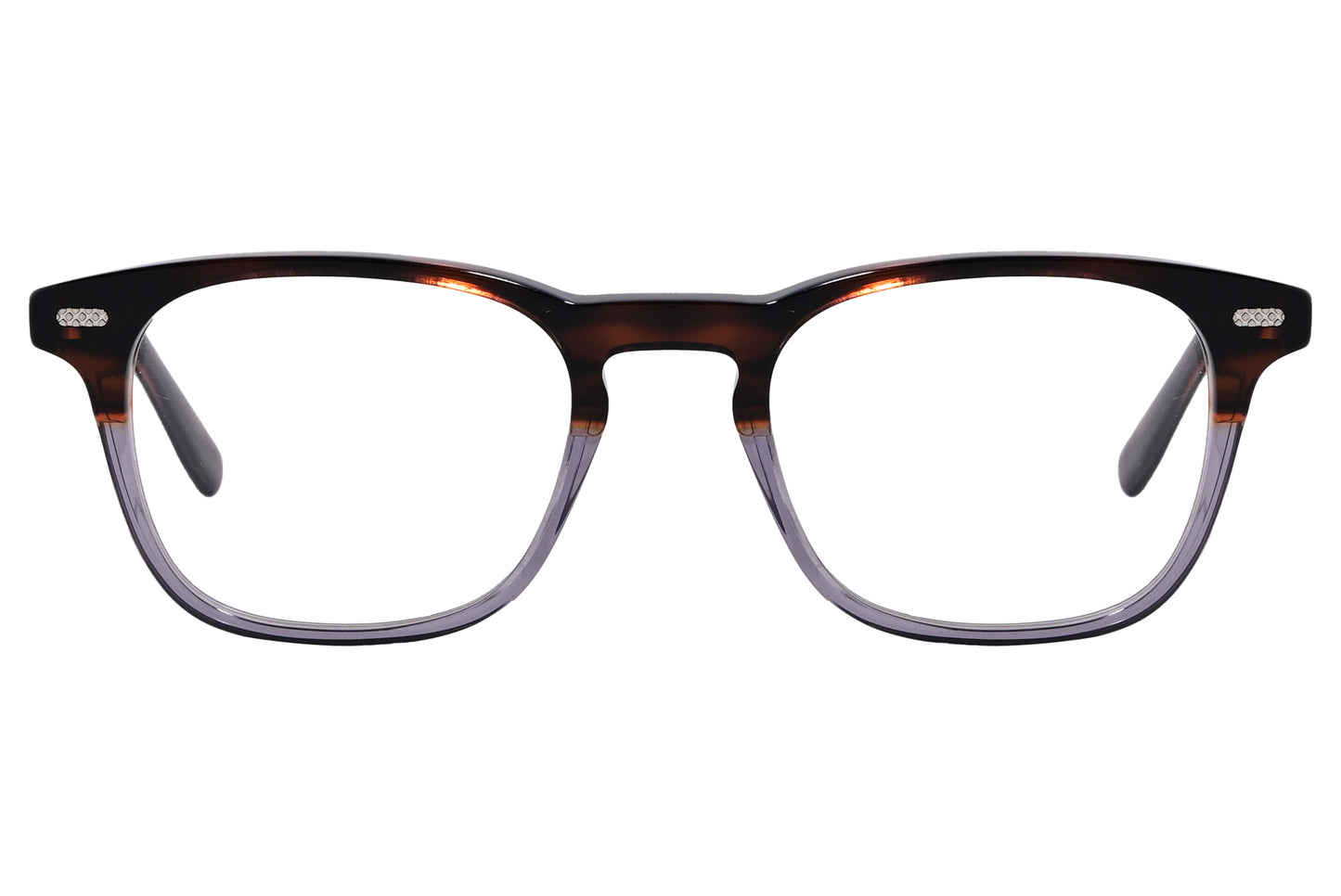 A pair of brown Lacoste eyeglasses with a full frame design.