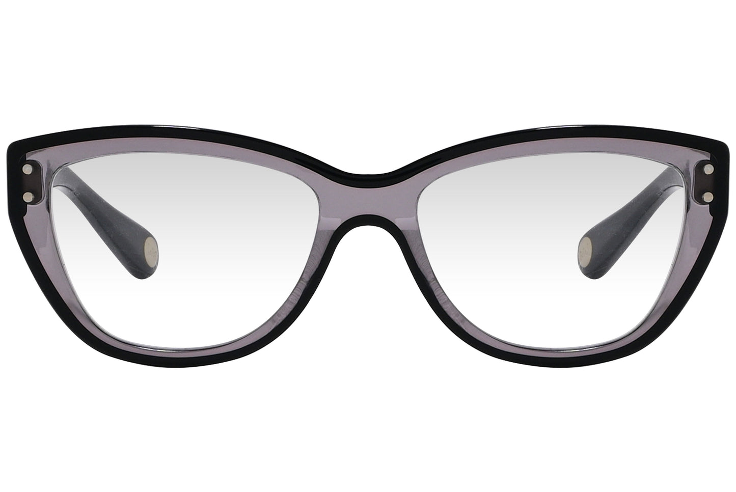 A pair of black cat-eye eyeglasses with the brand name 'MARC JACOBS' visible on the side.