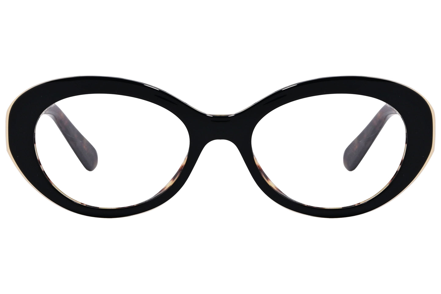 A pair of black oval eyeglasses with the brand name 'MARC JACOBS' visible on the side.