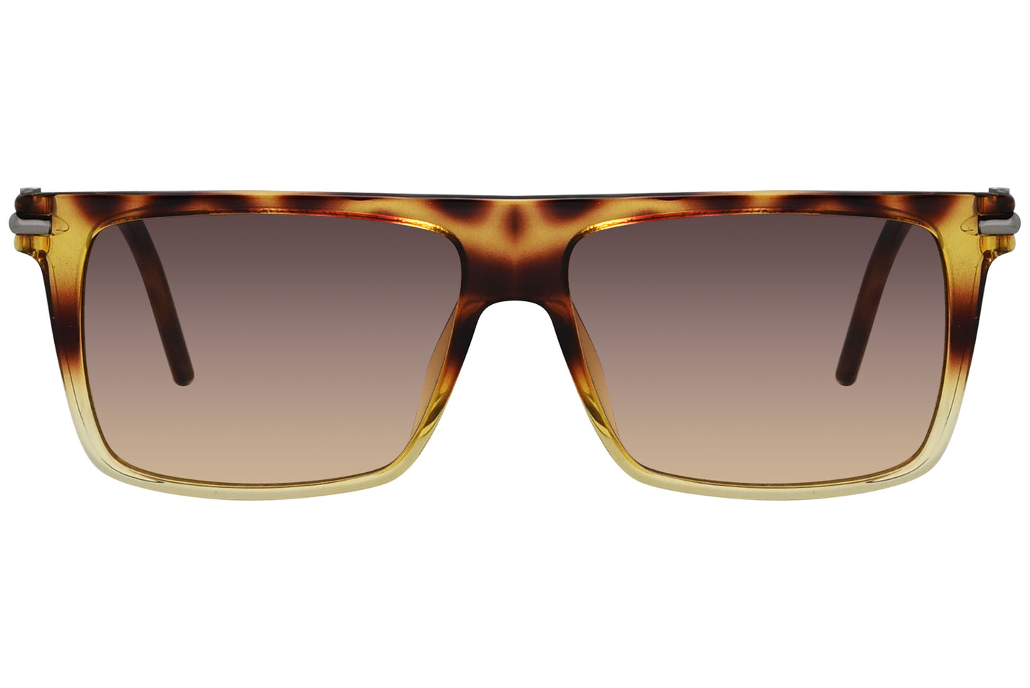A pair of Wayfarer sunglasses with a tortoise color frame.