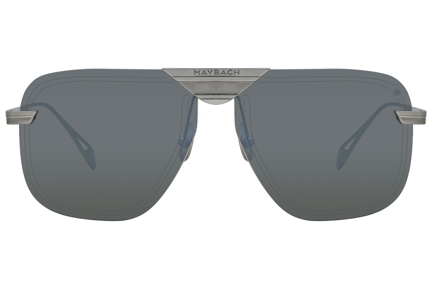 A pair of silver Maybach sunglasses with a full frame design and sleek temples.
