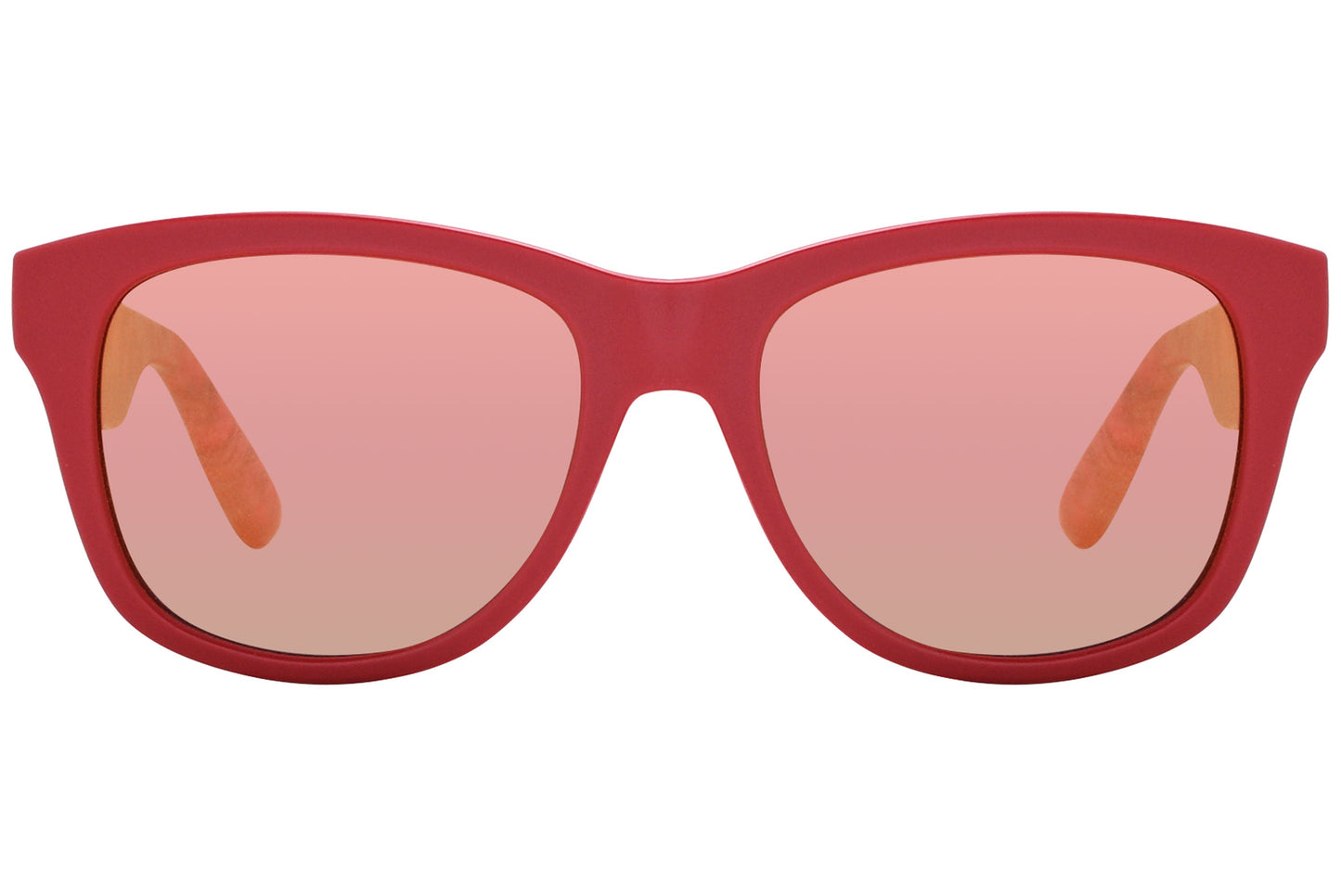mcqueen oval red with tortoise eyeglasses frame viewed from a 90-degree angle.