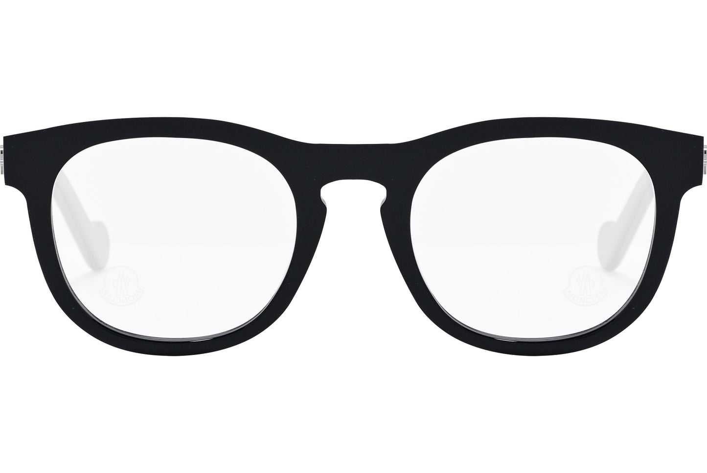 Black round eyeglasses with a plastic frame and clear lenses.