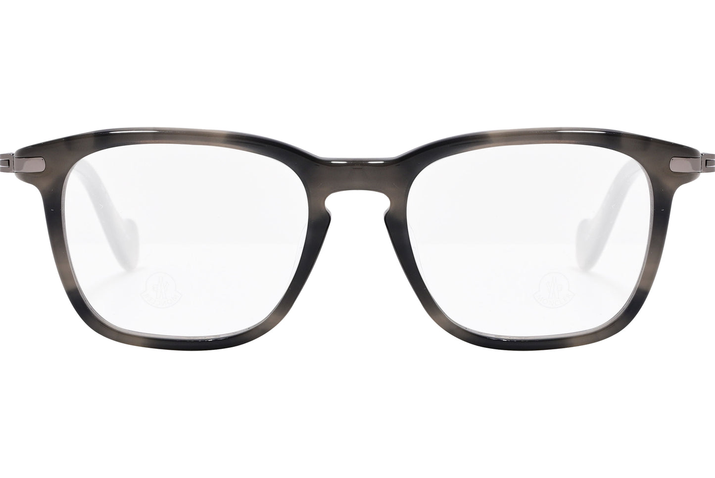 A pair of rectangle eyeglasses with a tortoise color frame.
