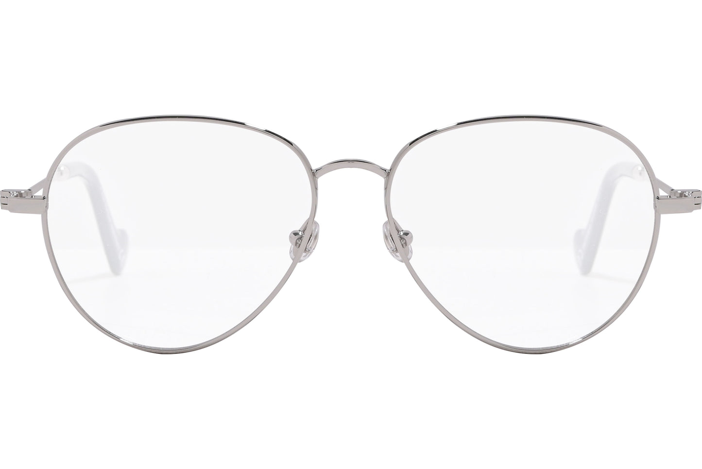 A pair of blue aviator-style eyeglasses with metal frame and plastic lenses.