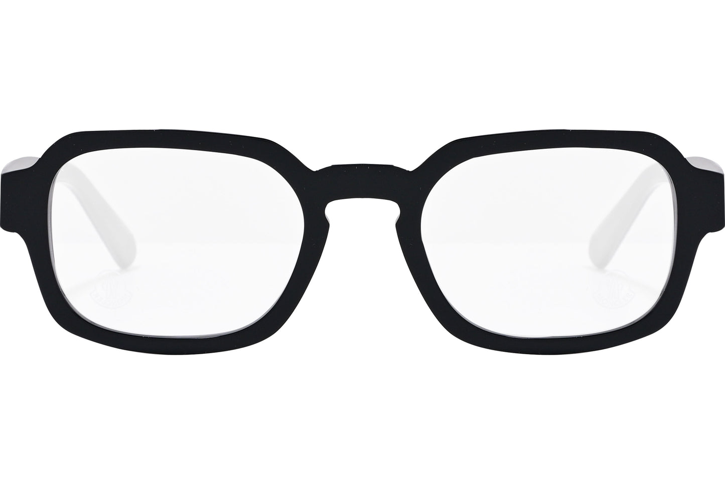 Black rectangle eyeglasses with a plastic frame and clear lenses.