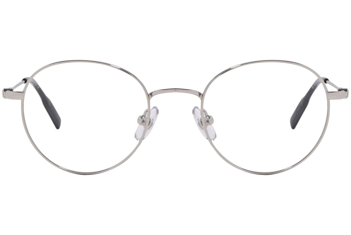 Round eyeglasses with a silver frame