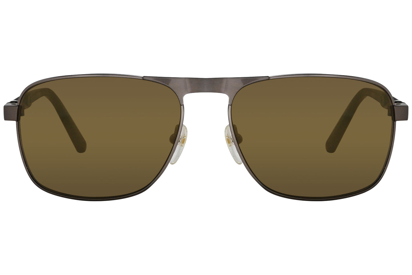 A pair of Montblanc rectangle sunglasses with black frame and brown lenses.