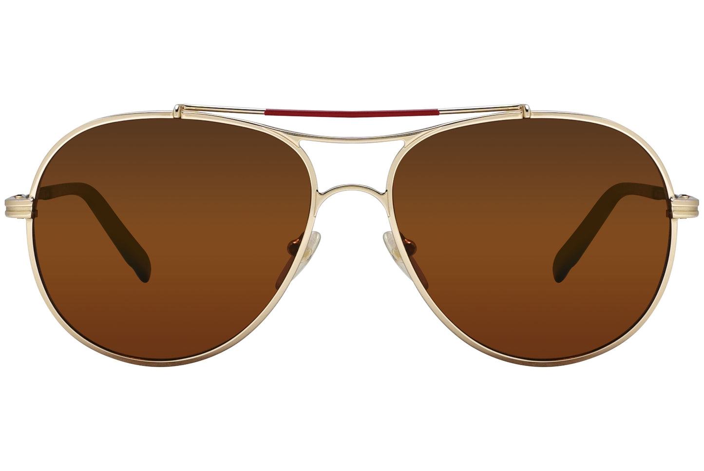 A pair of Montblanc aviator sunglasses with gold frame and brown polarized lenses.