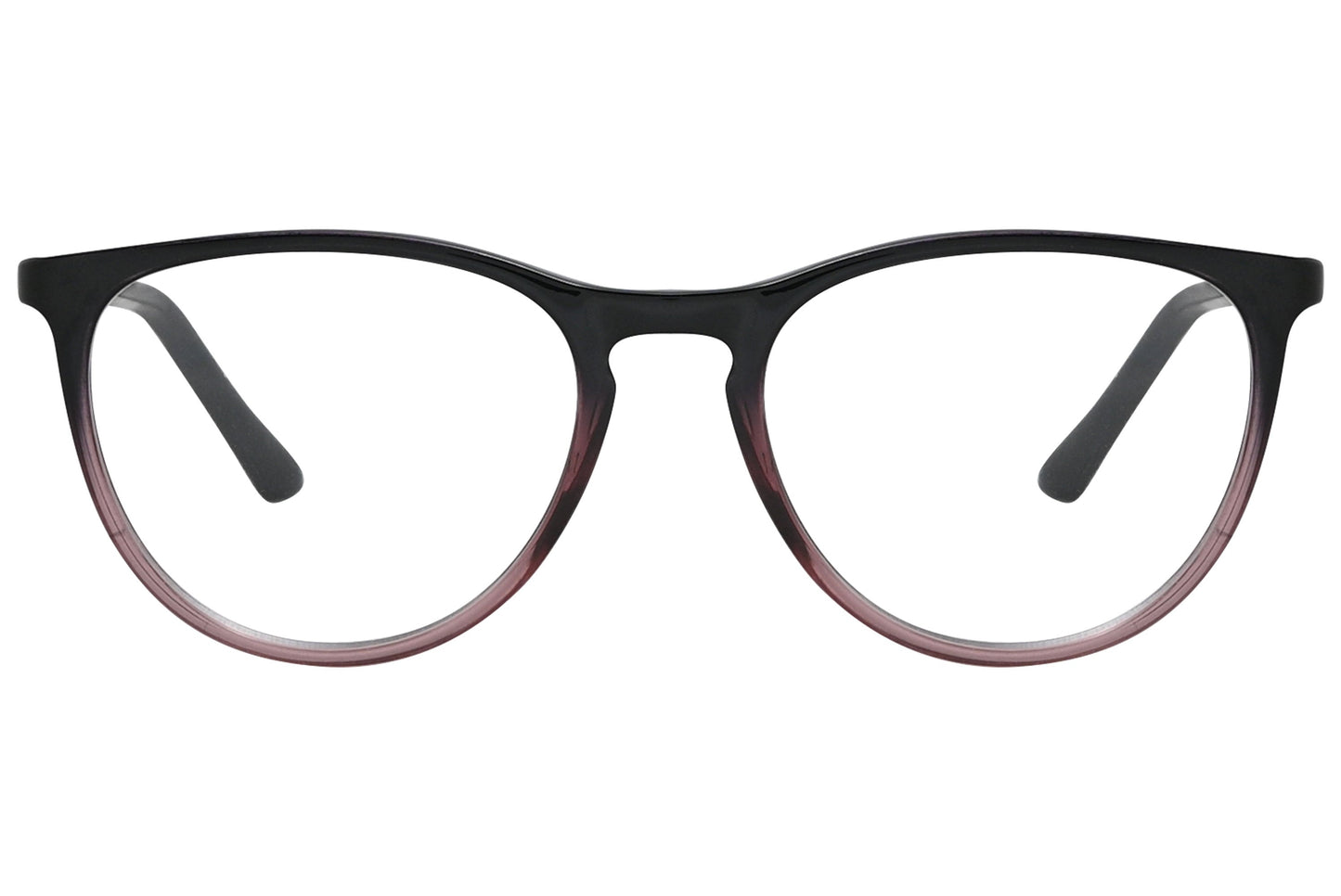 rexus round black eyeglasses frame viewed from a 45-degree angle.