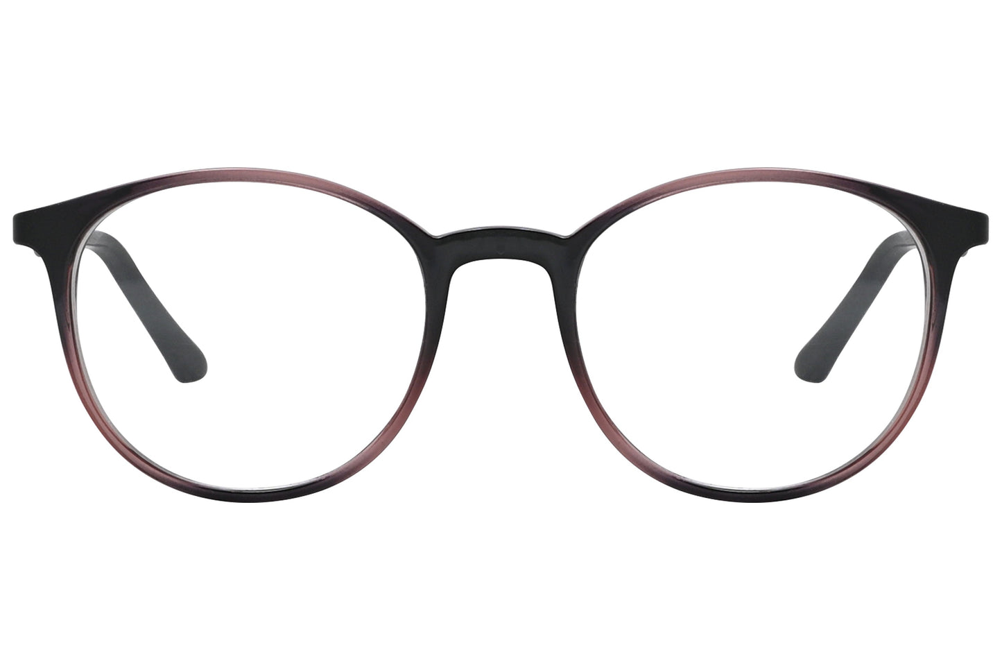rexus round multicolored eyeglasses frame viewed from front angle.