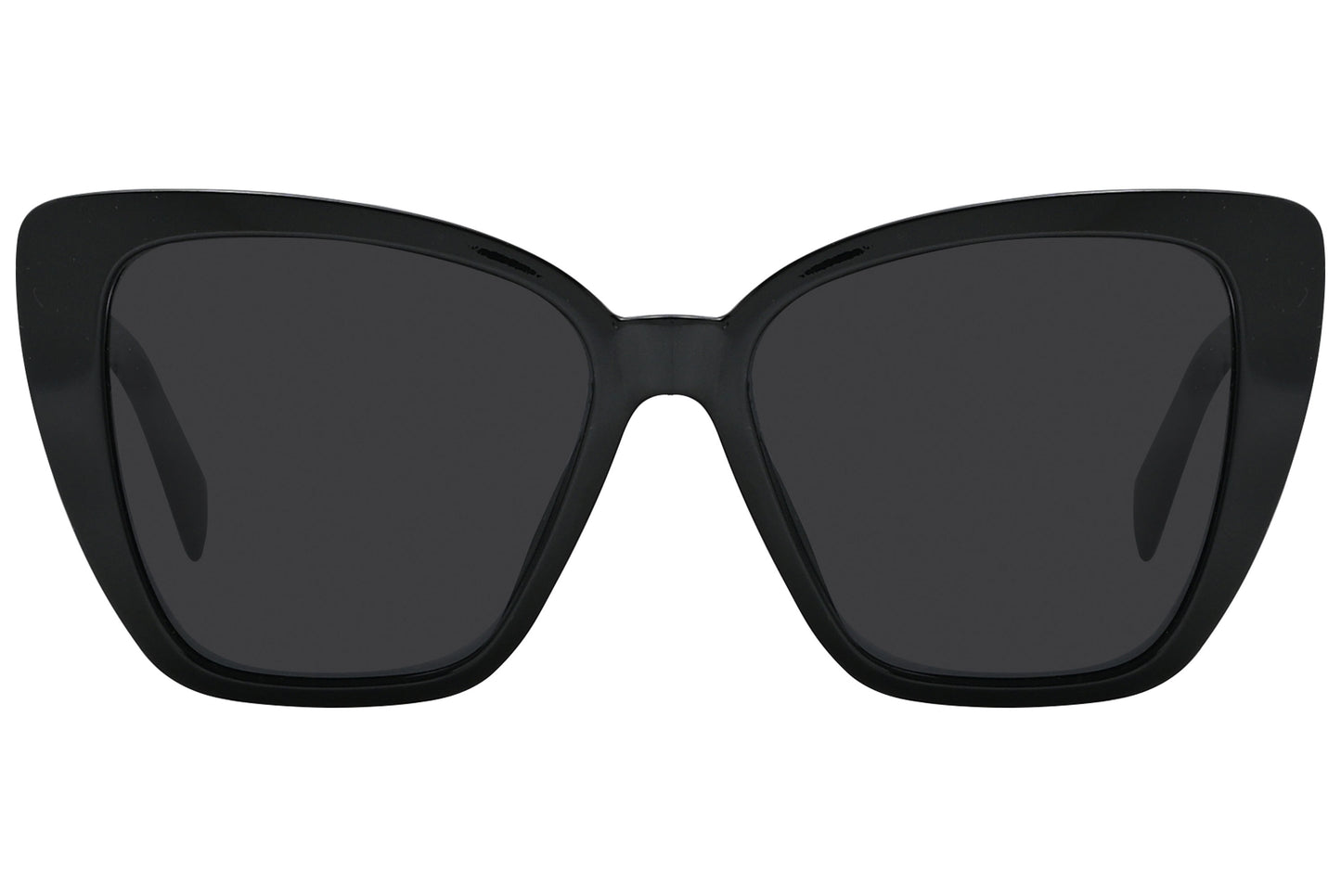 Close-up of Rexus RX2008-S0101 sunglasses showing bold geometric shape and smooth black finish.
