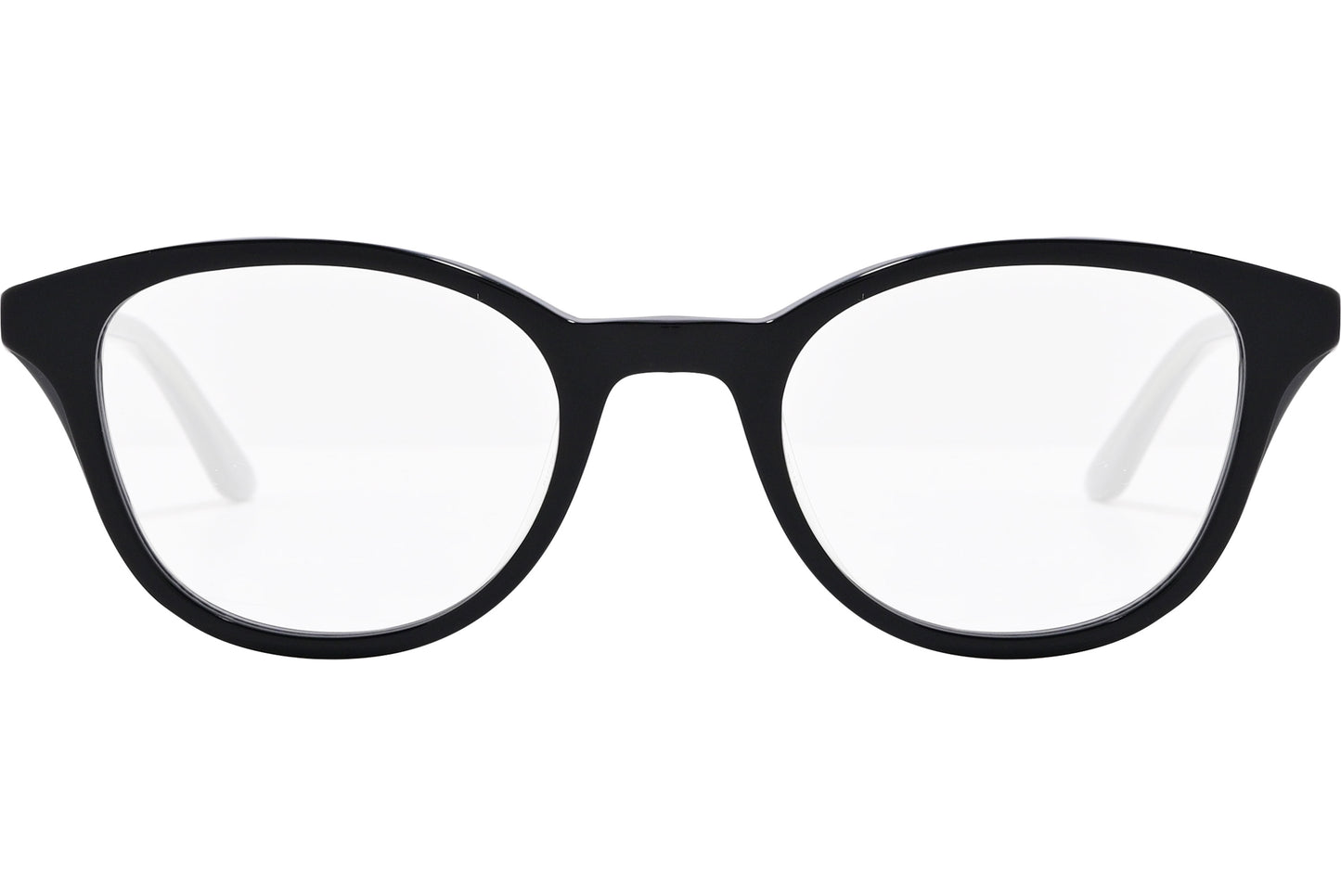 A pair of black oval eyeglasses with the brand name Safilo visible on the side.
