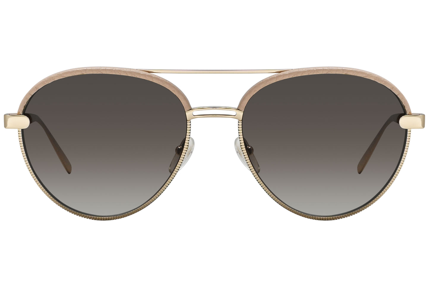 A pair of gray aviator sunglasses with metal frame