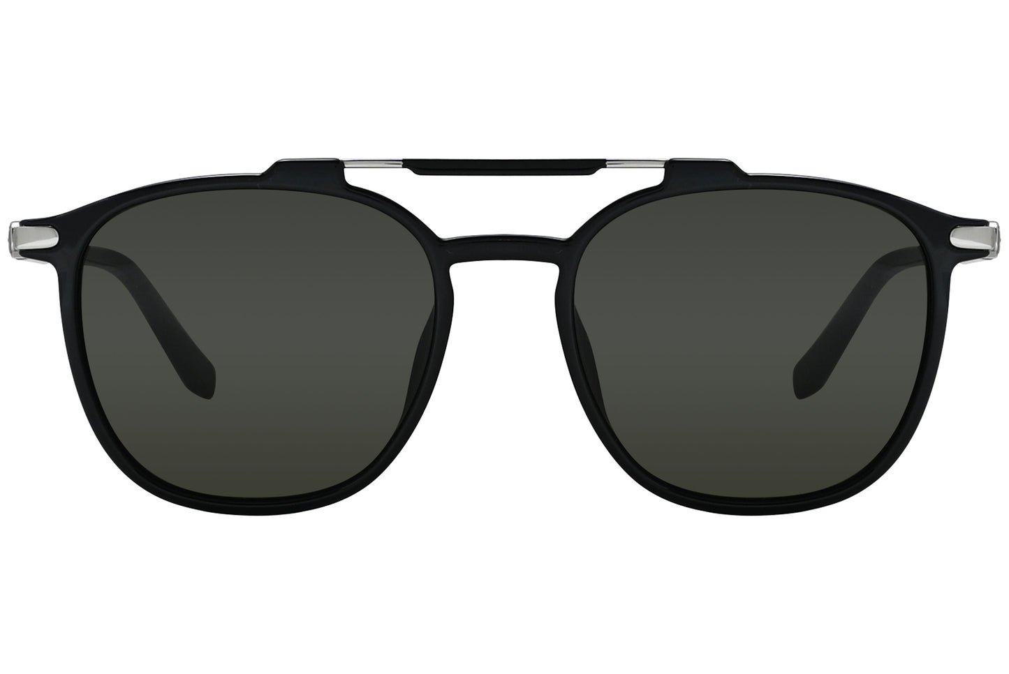 Black aviator sunglasses with metal accents on the arms.