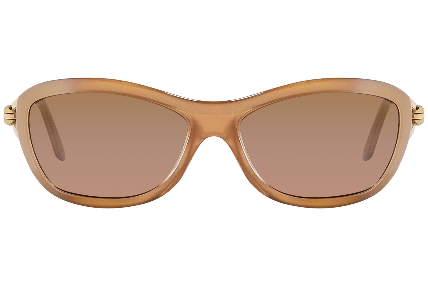 Gold rectangular sunglasses with mirrored lenses and a specific design on the side arms.