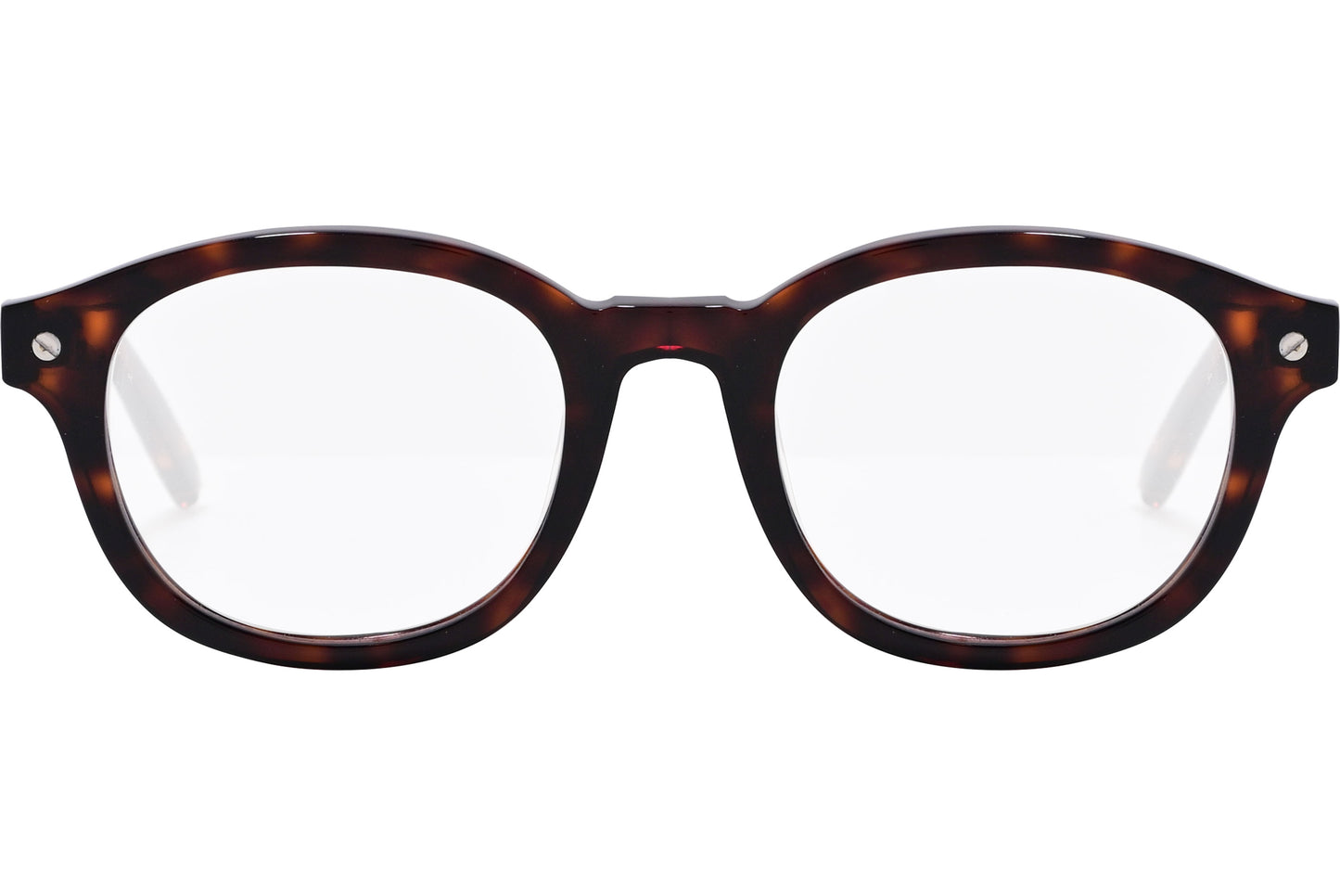 Close-up of Tod's tortoise square eyeglasses frame showing texture and detailing.