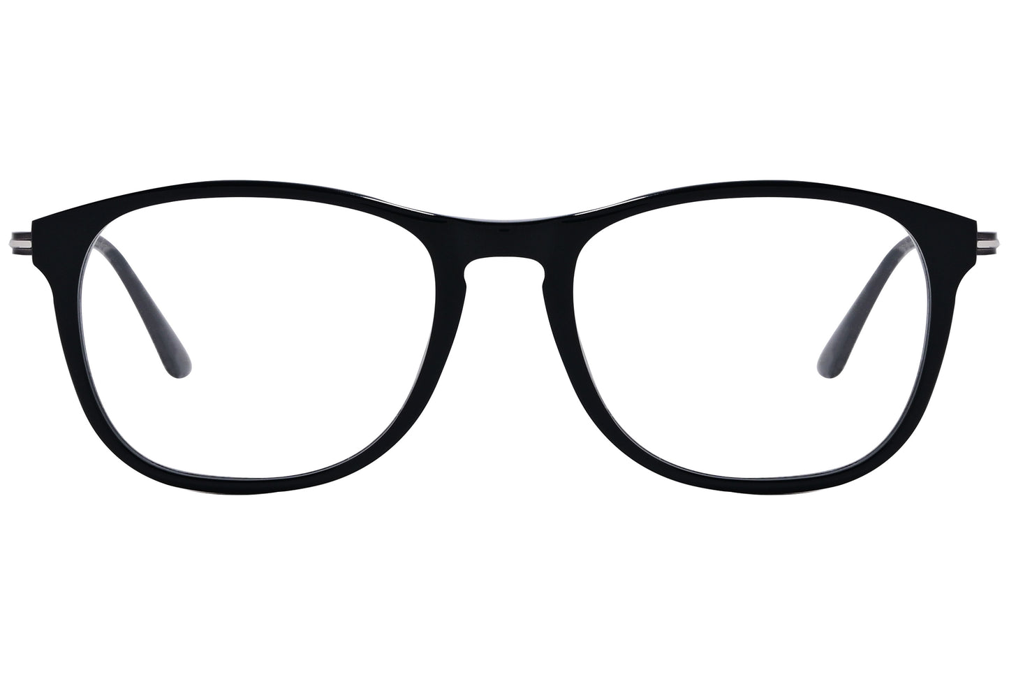 A pair of black rectangle eyeglasses with a full frame and a temples design.