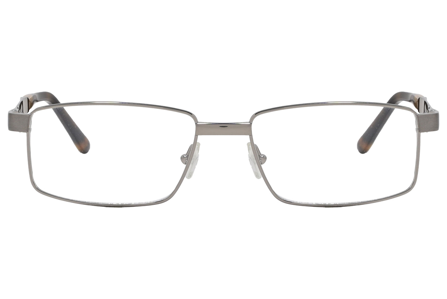 A pair of Tom Ford rectangle eyeglasses with silver frame and temples.