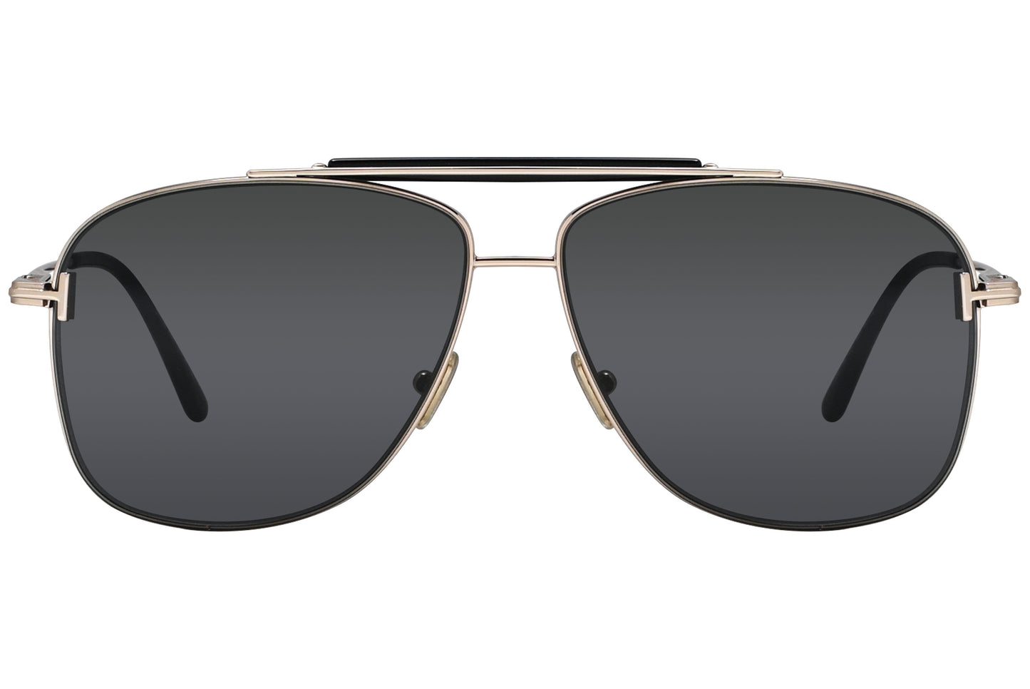 A pair of Tom Ford aviator sunglasses with a metallic frame and dark lenses.