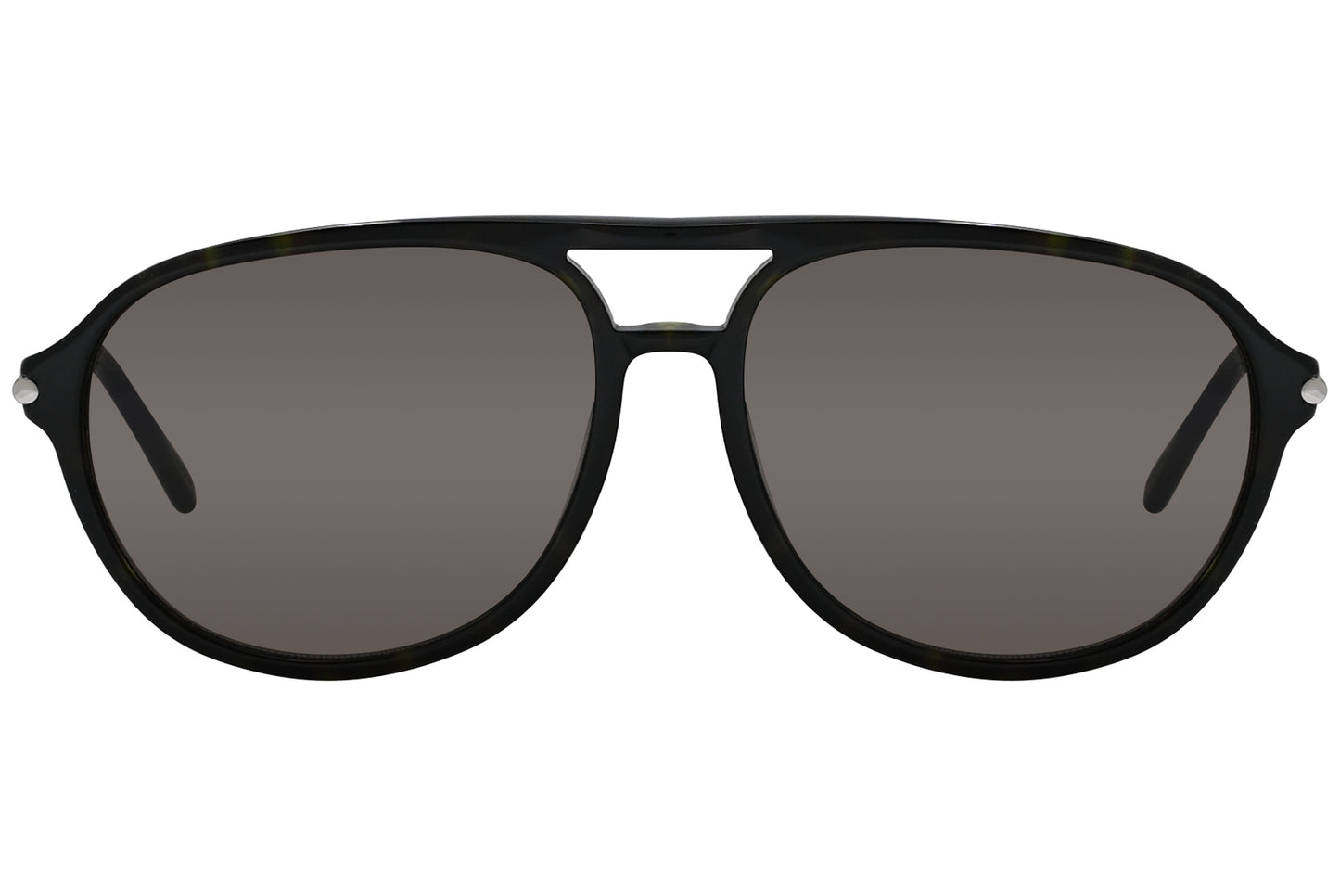 A pair of Tom Ford aviator sunglasses with black frame and lenses, model TF255-52J, side view.
