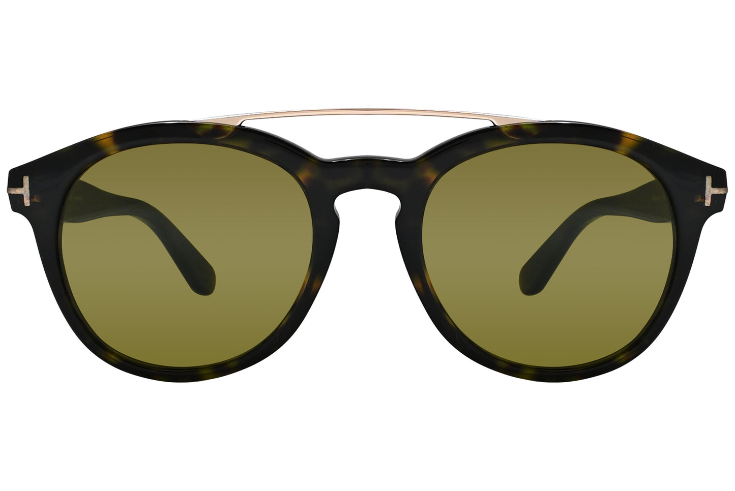 A pair of Tom Ford Newman sunglasses with a tortoise color frame and polarized green lenses.