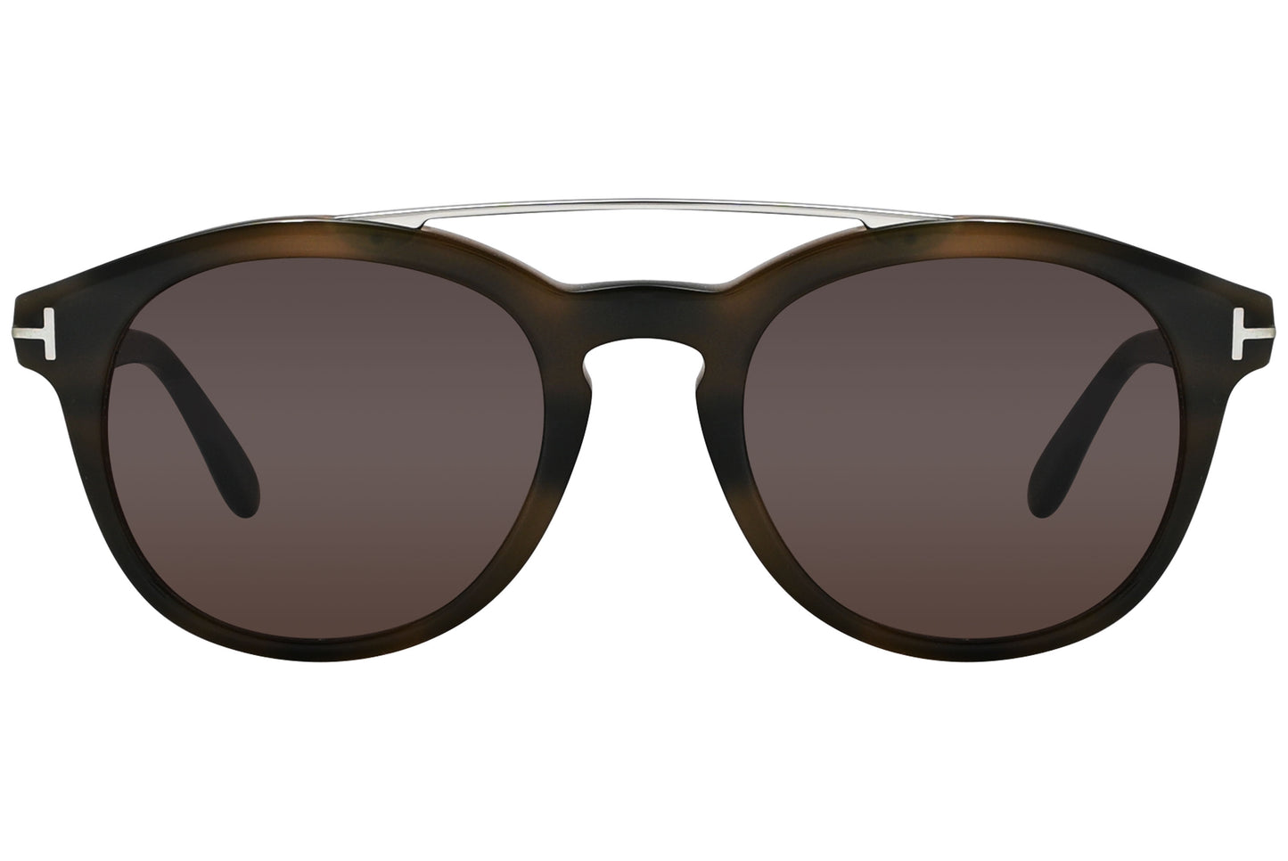 A pair of Tom Ford sunglasses with a black frame, as shown from a side profile view. The sunglasses feature a round lens design and a distinct double bridge structure.
