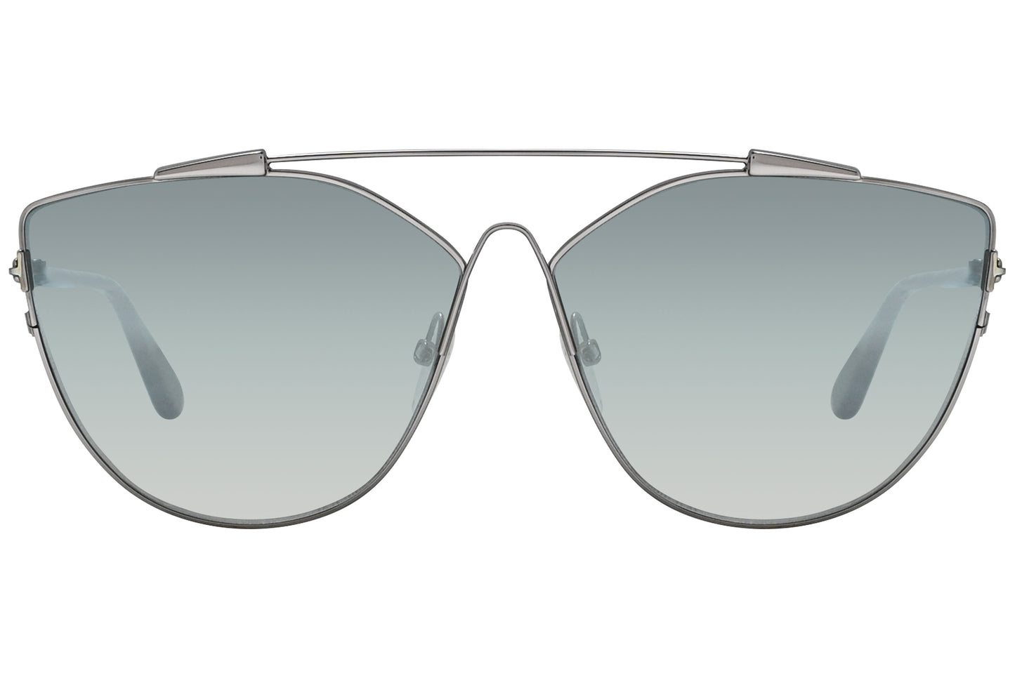 Close-up of Tom Ford TF563-14X Jacquelyn II silver sunglasses frame detail