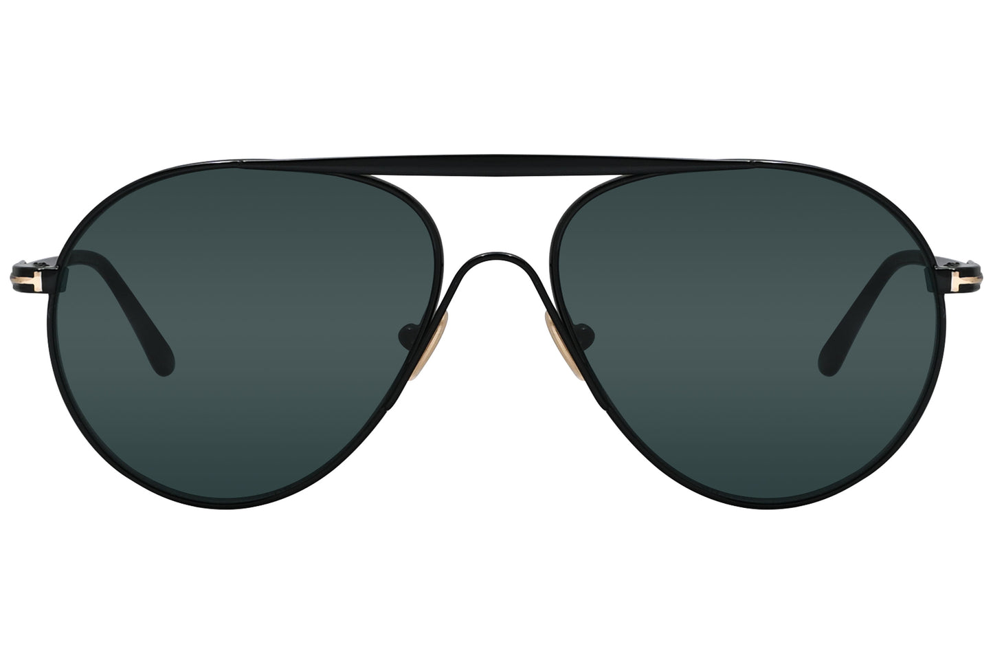 A pair of Tom Ford aviator sunglasses with black frame and lenses.