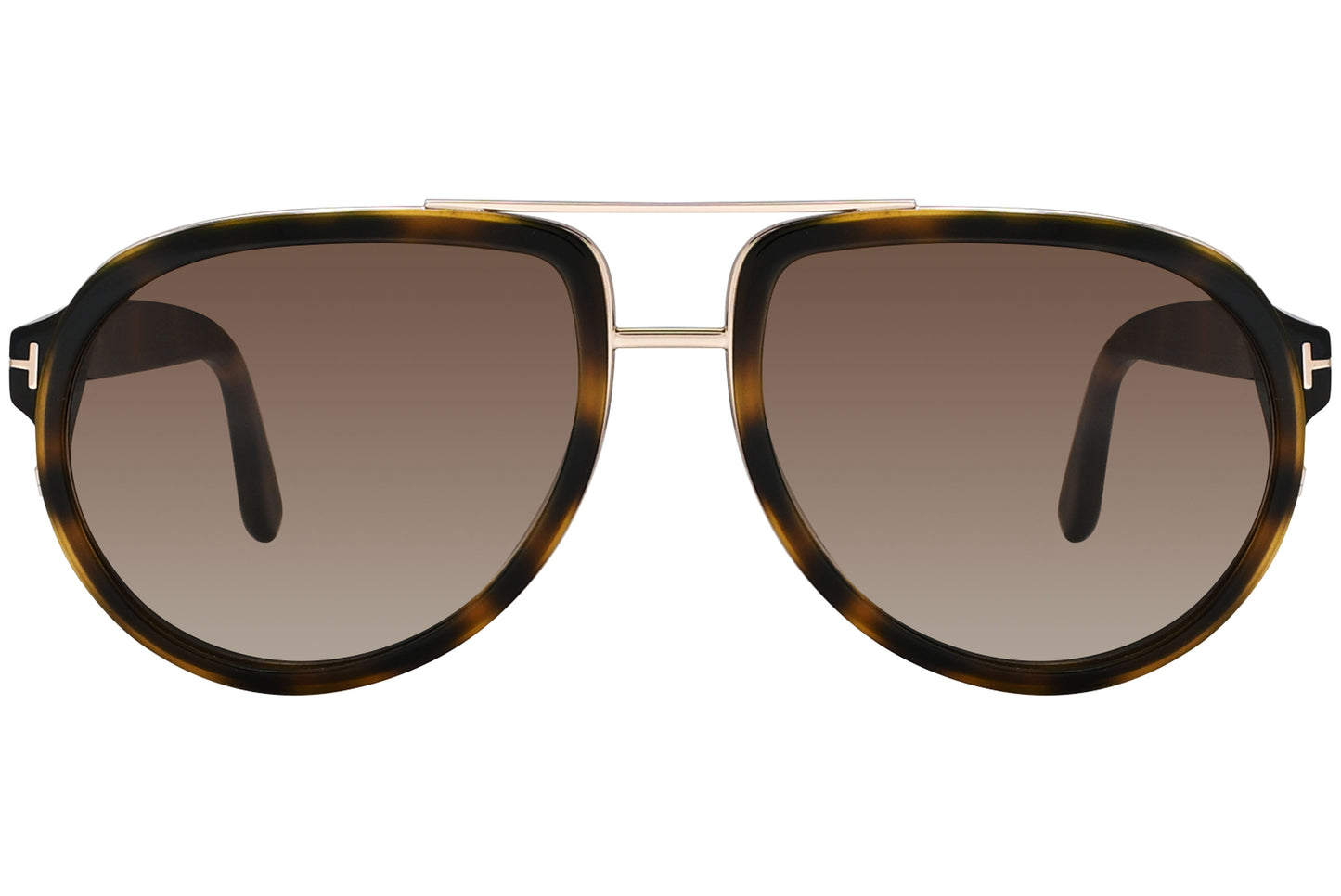 A pair of Tom Ford Geoffrey aviator sunglasses with a tortoise color frame.