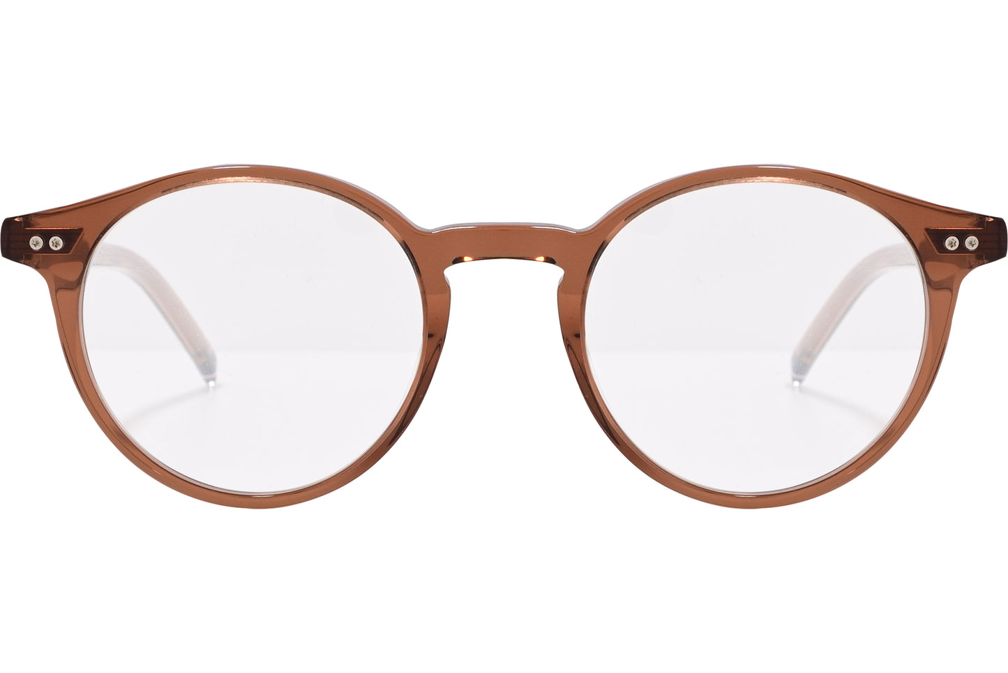 Close-up of Tommy Hilfiger TH1813-2LF eyeglasses – gold round frame detail