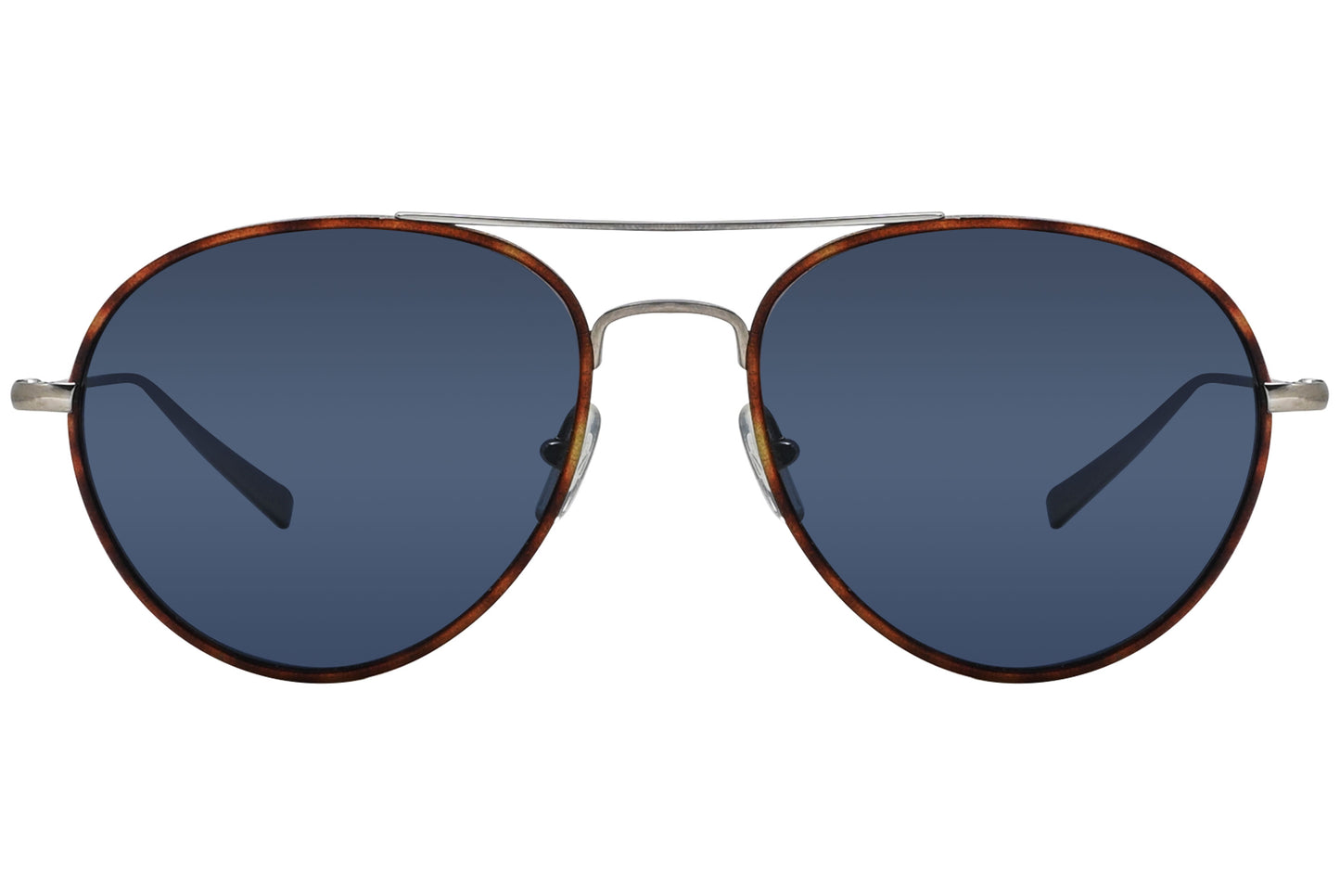 A pair of titanium blue aviator sunglasses with a metal frame and plastic lenses.