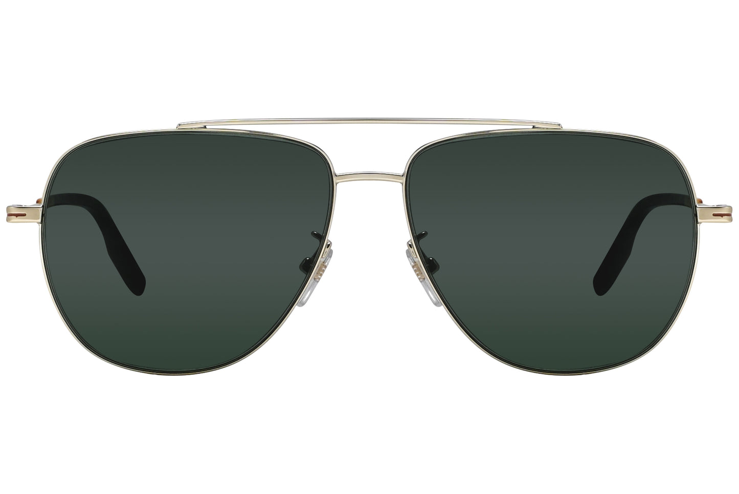 A pair of Ermenegildo Zegna aviator sunglasses with gold frame and dark green lenses.