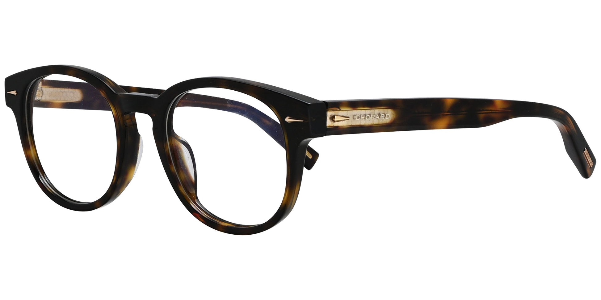 chopard tortoise eyeglasses frame viewed from a 45-degree angle.