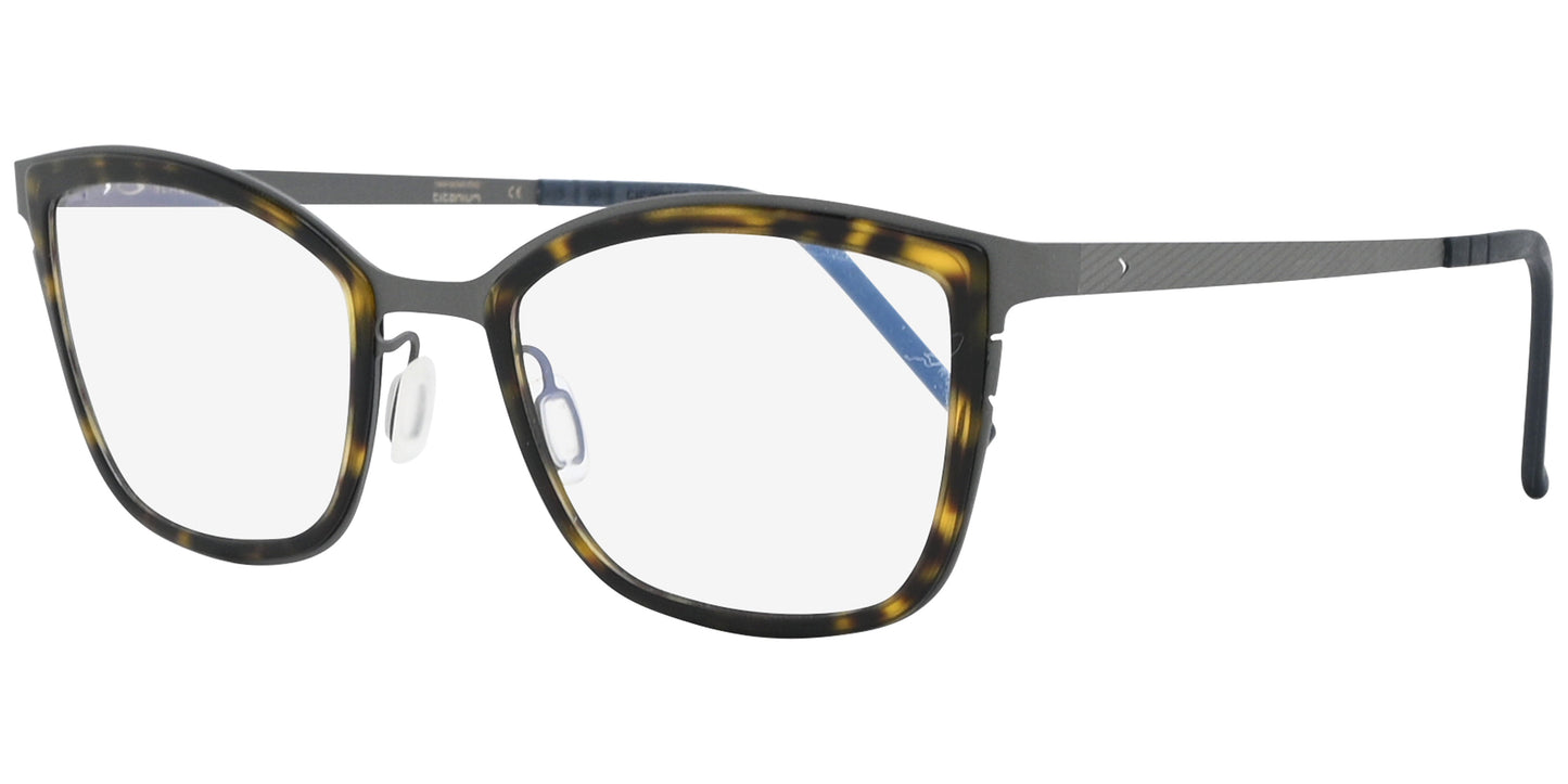 Eyeglasses with a tortoiseshell frame on a white background