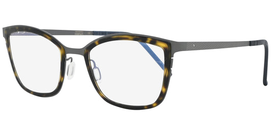 Eyeglasses with a tortoiseshell frame on a white background