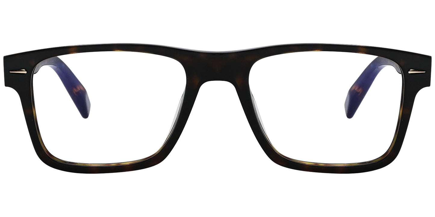 chopard rectangle Tortoise eyeglasses frame viewed from a 90-degree angle.