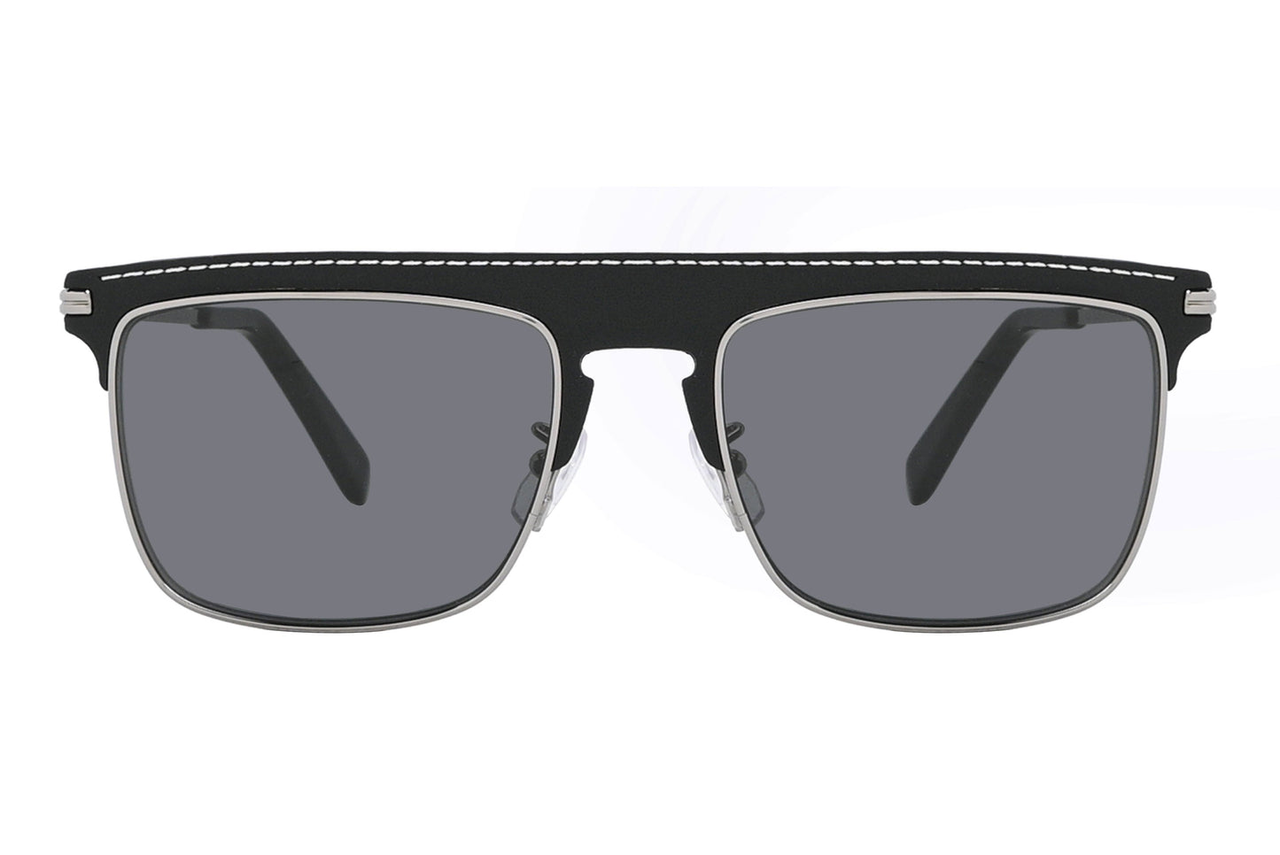 Black sunglasses with a white border on a white background