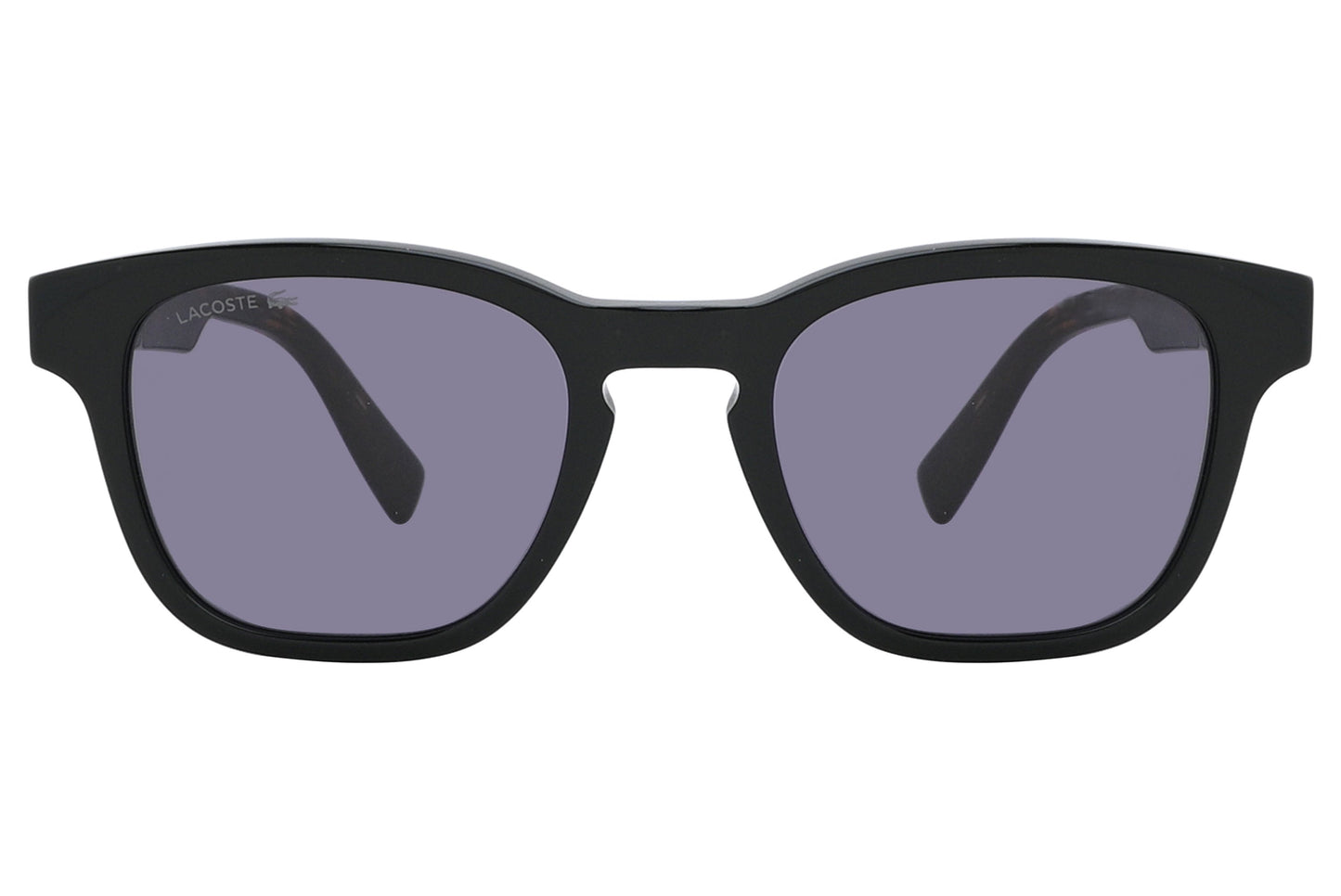 Black sunglasses with dark lenses on a white background