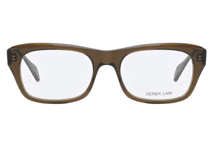Brown eyeglasses with 'Derek Lam' branding on a white background