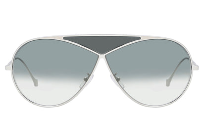 Aviator sunglasses with silver frame and reflective lenses on a white background