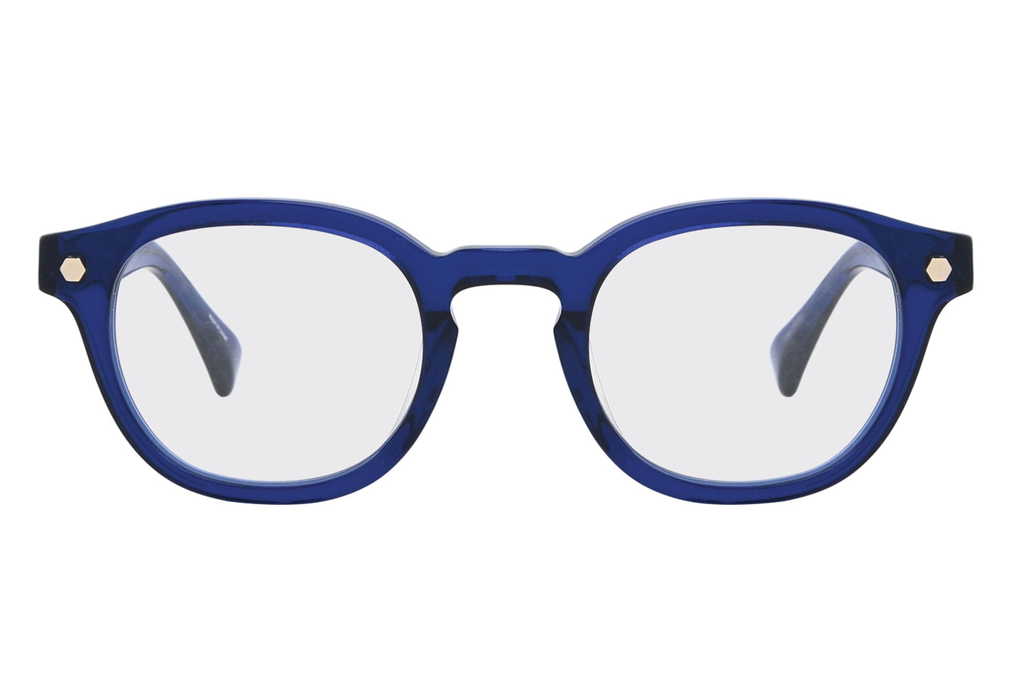 Blue eyeglasses on a white background