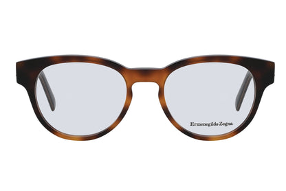 Tortoiseshell eyeglasses with 'Ermenegildo Zegna' branding on a white background