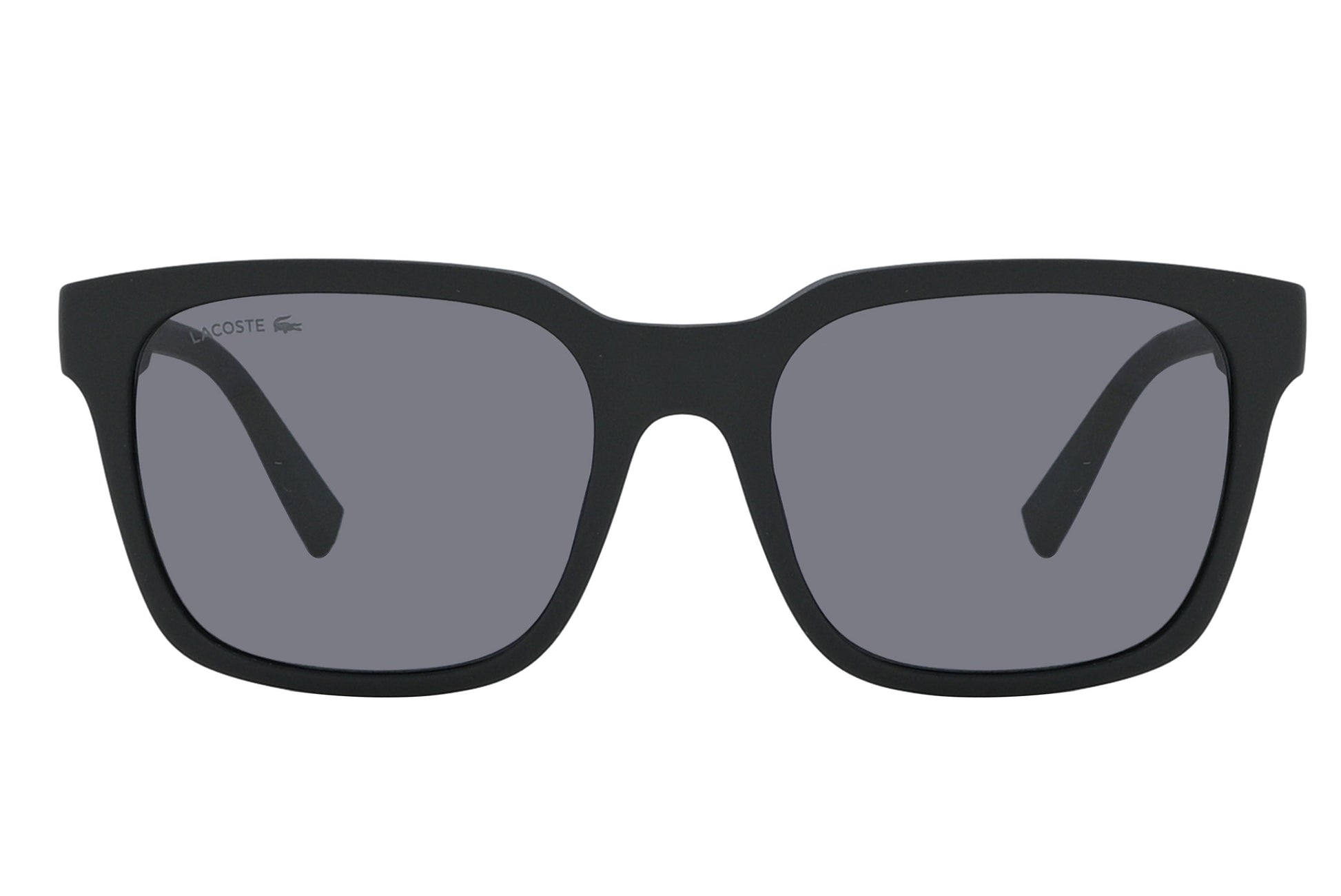 Black sunglasses with dark lenses on a white background