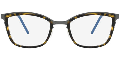 Eyeglasses with a tortoiseshell frame on a white background