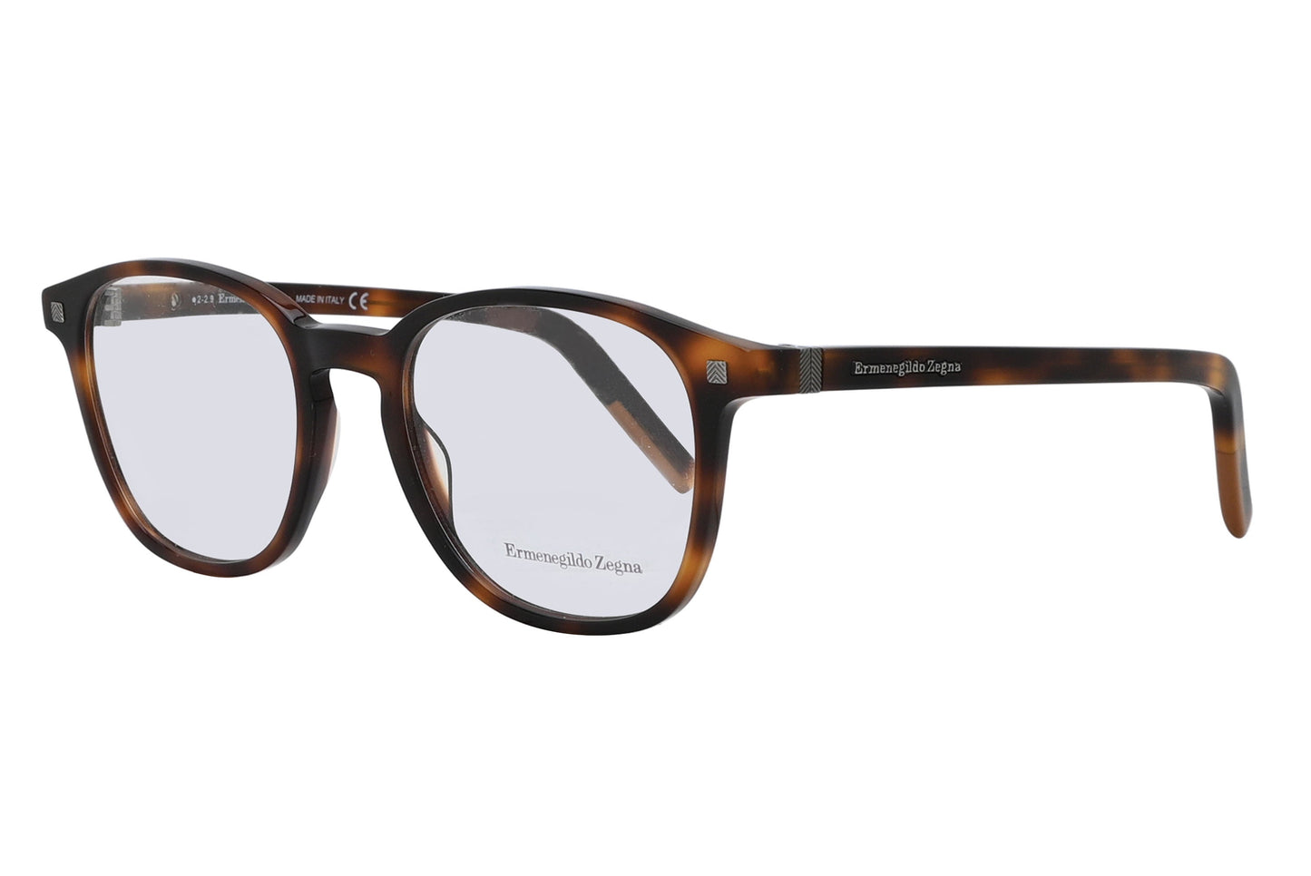 Havana tortoiseshell eyeglasses on a white background
