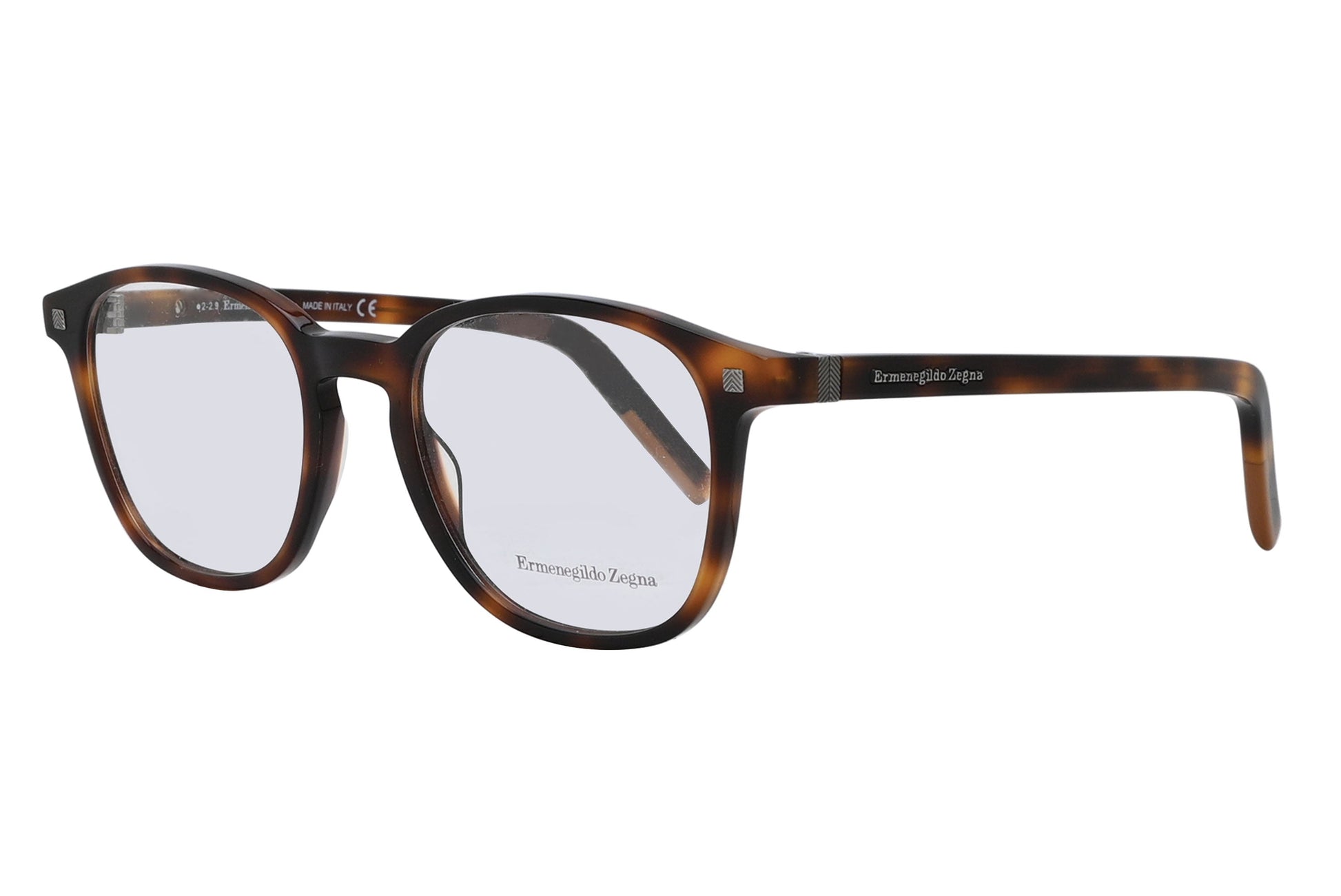 Havana tortoiseshell eyeglasses on a white background
