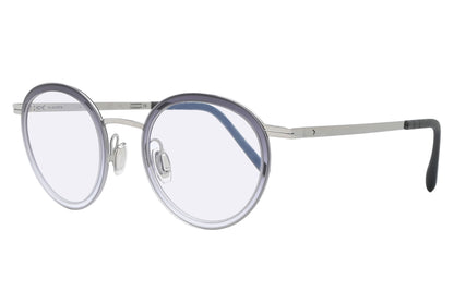 Round eyeglasses with thin metal frame on a white background