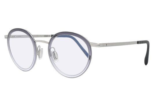 Round eyeglasses with thin metal frame on a white background